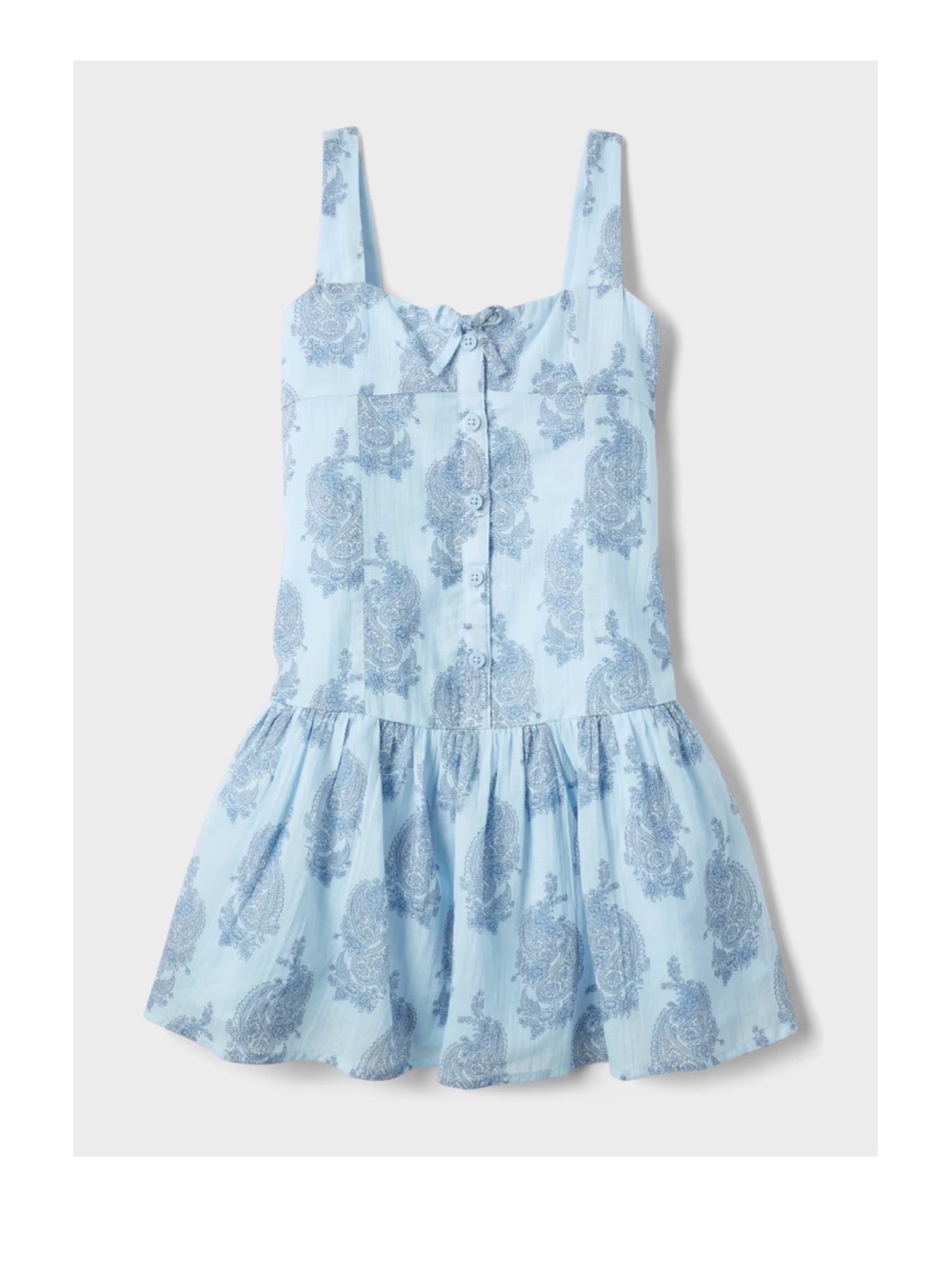 Girls' Light Blue Paisley Sundress with Tie Front